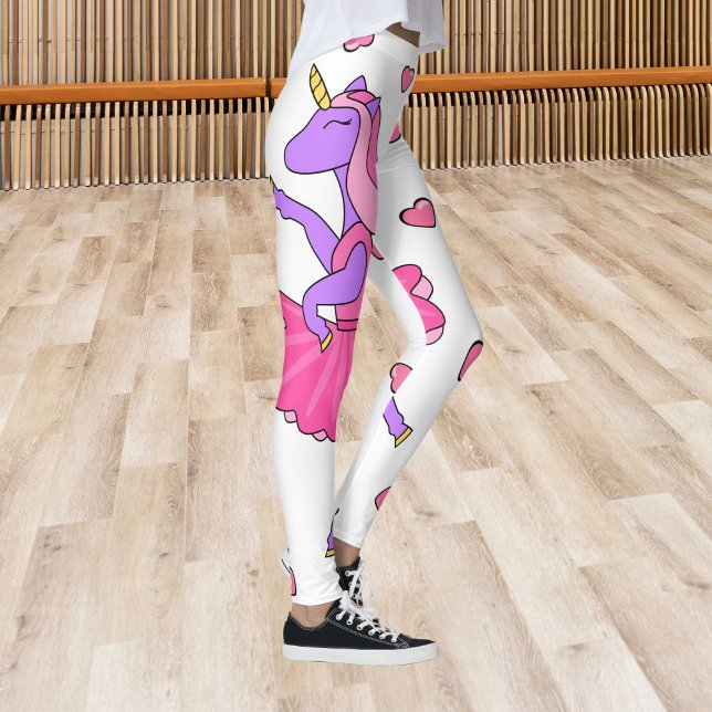 Unicorn rosa ballerina med hjärtan leggings (Unicorn leggings to stand out and look adorable)