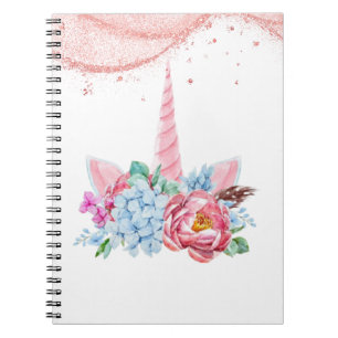 UNICORN ROSA BLOMMIGT BACK TO SCHOOL ANTECKNINGSBOK