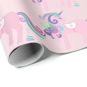 Unicorn Rosa Blommigt Flicka  Pastel Presentpapper