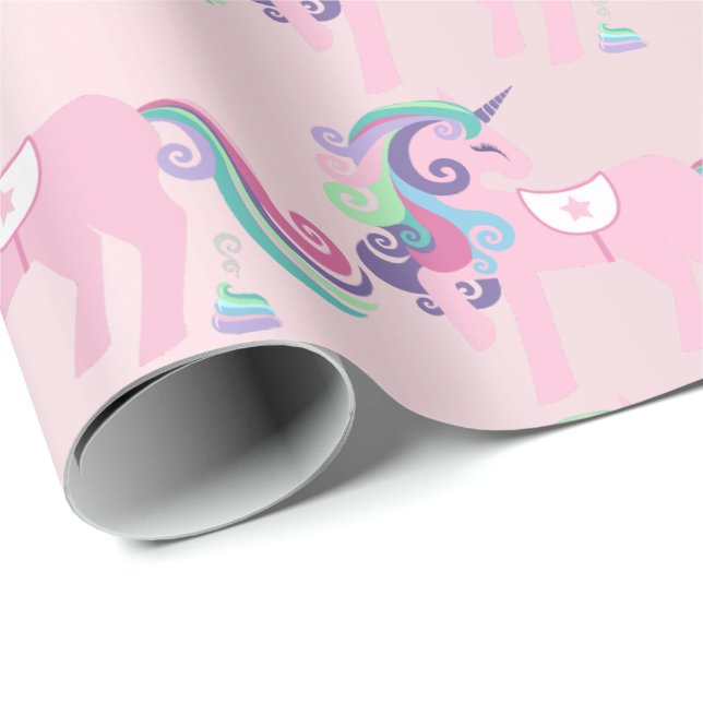 Unicorn Rosa Blommigt Flicka  Pastel Presentpapper (Rullad Hörn)