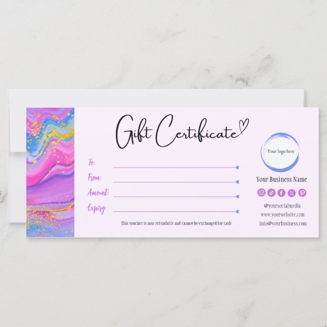 Unicorn Rosa Blue Gult Gift-certifikat (Framsida)