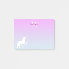 Unicorn Rosa blue monogramme Post-it Block