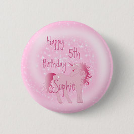 Unicorn Rosa Cute Girly Age Birthday Knapp