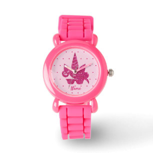 Unicorn rosa faux glitter söt sunglass girgig armbandsur
