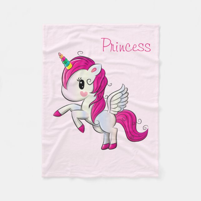 Unicorn Rosa Girly Fleecefilt (Framsidan)