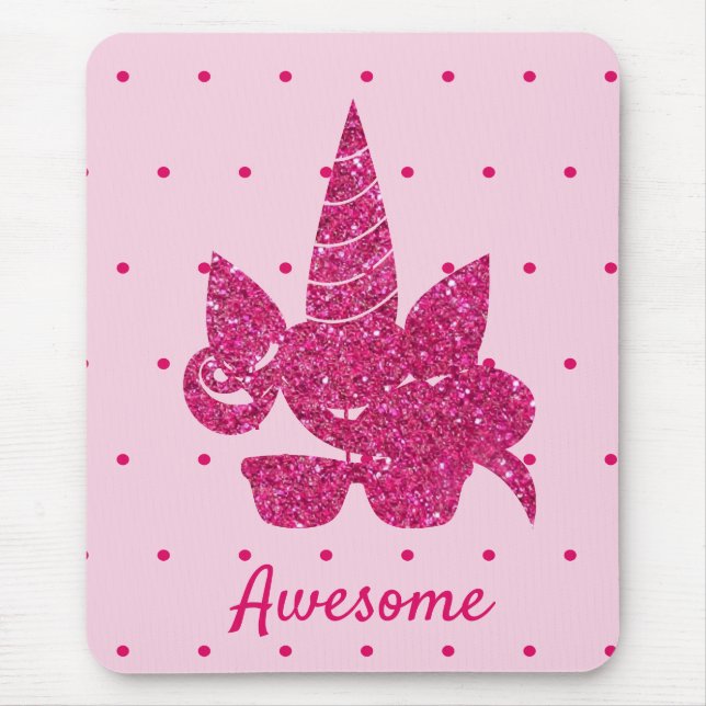 Unicorn Rosa Glitter Cute Girly Kids Musmatta (Framsidan)