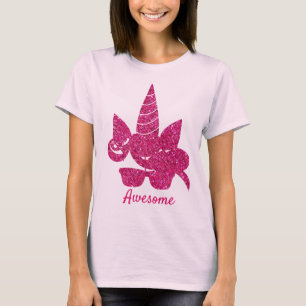 Unicorn Rosa Glitter Cute Girly Kids T Shirt