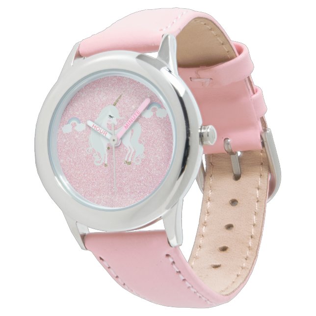 Unicorn Rosa Glitter eWatch Armbandsur (Vinklad)