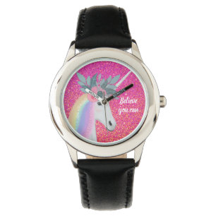 Unicorn Rosa Glitter Fantasy Flowers Kids Armbandsur