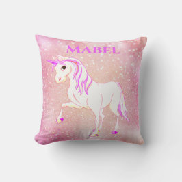 Unicorn Rosa Glitter Girl Cute Nursery Kudde