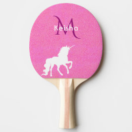 Unicorn rosa glitter monogram namn pingisracket