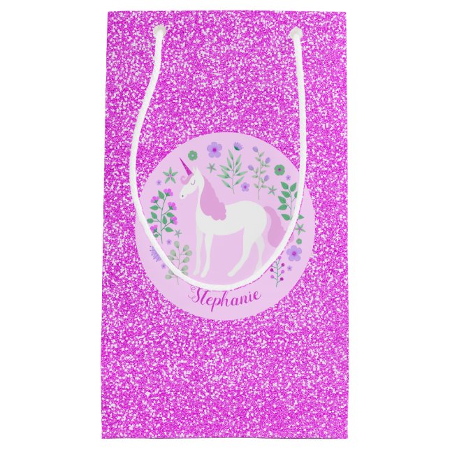 Unicorn Rosa Glitter Personlig Namn (Framsidan)