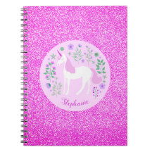 Unicorn Rosa Glitter Personlig Namn