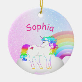  Unicorn Rosa Glitter Photo Cute Girl jul jul Julgransprydnad Keramik