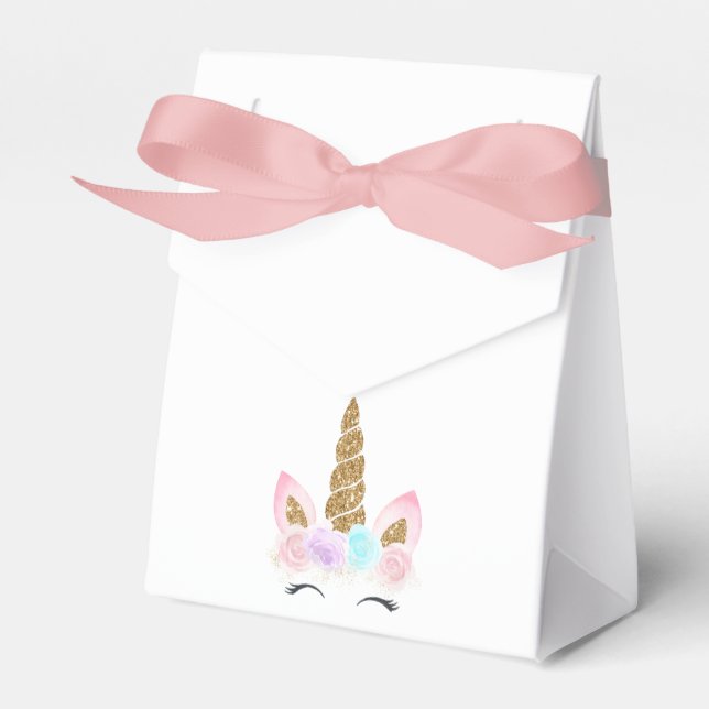 Unicorn Rosa & Guld Birthday Presentaskar (Framsidan Sidan)