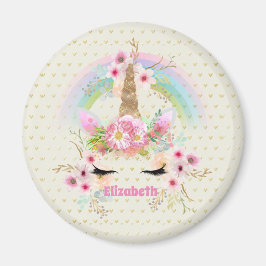 Unicorn Rosa Guld Glitter Titta Namngiven Girls, B Magnet