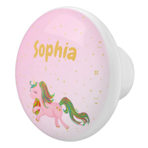 Unicorn Rosa Guld Spots Girly Cute Knopp