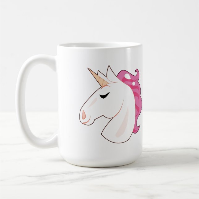 Unicorn Rosa Hair White Kid Child Kaffemugg (Vänster)