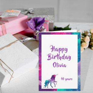 Unicorn-rosa-lila, 10-årsdag kort