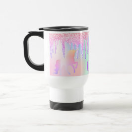 Unicorn rosa lila droppar monogram holografi resemugg