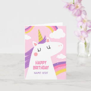Unicorn rosa lila Foleting Card Kort