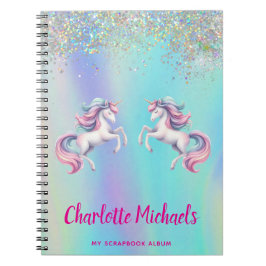 Unicorn rosa lila holography back to school anteckningsbok