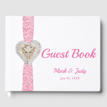 Unicorn Rosa Snöre Ribbon Bröllop Guestbook