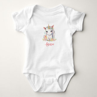 Unicorn rosa vattenfärgsflicka t shirt