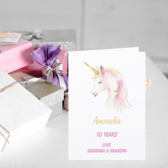 Unicorn rosa, vit fotofödelsedag kort (Skapare uppladdad)