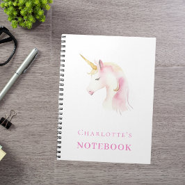 Unicorn rosa White Girl Anteckningsbok