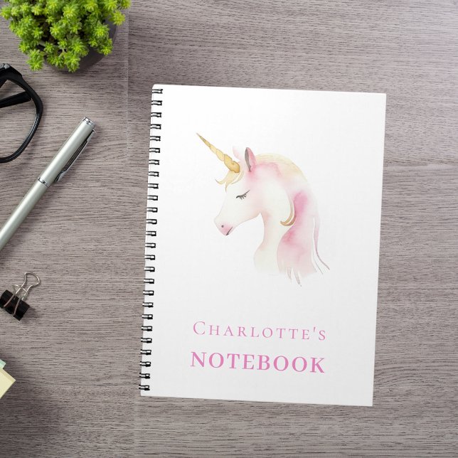 Unicorn rosa White Girl Anteckningsbok (Skapare uppladdad)