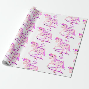 Unicorn Rosa White Julgran Cute Girl Presentpapper