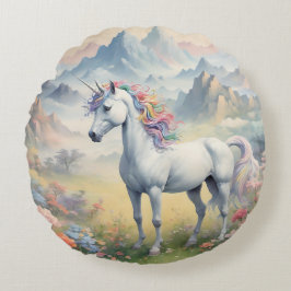 Unicorn Round Pillow Rund Kudde