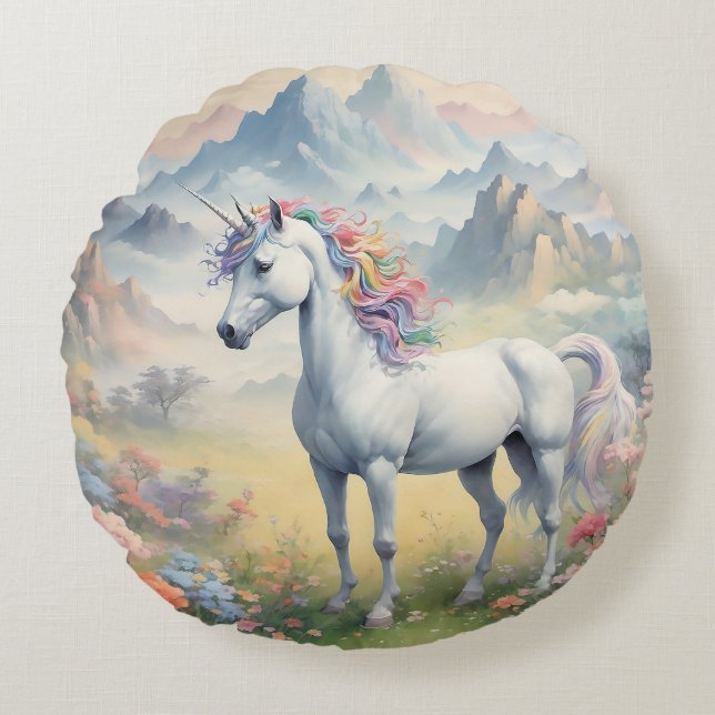 Unicorn Round Pillow Rund Kudde (Framsidan)
