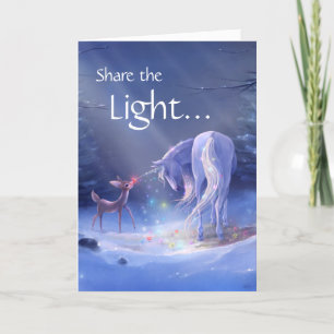 Unicorn Rudolph God jul Helgkort