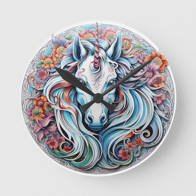 Unicorn Rund Klocka (Framsida)