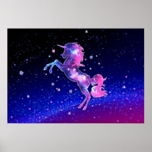 Unicorn rymden galaxy universum-stjärnor poster