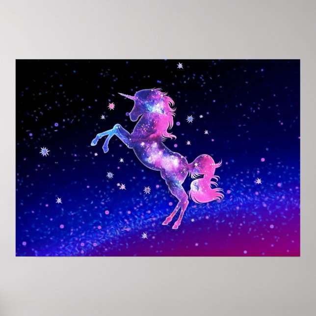 Unicorn rymden galaxy universum-stjärnor poster (Framsidan)