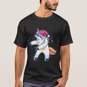 Unicorn Santa som Flossing i snön T Shirt