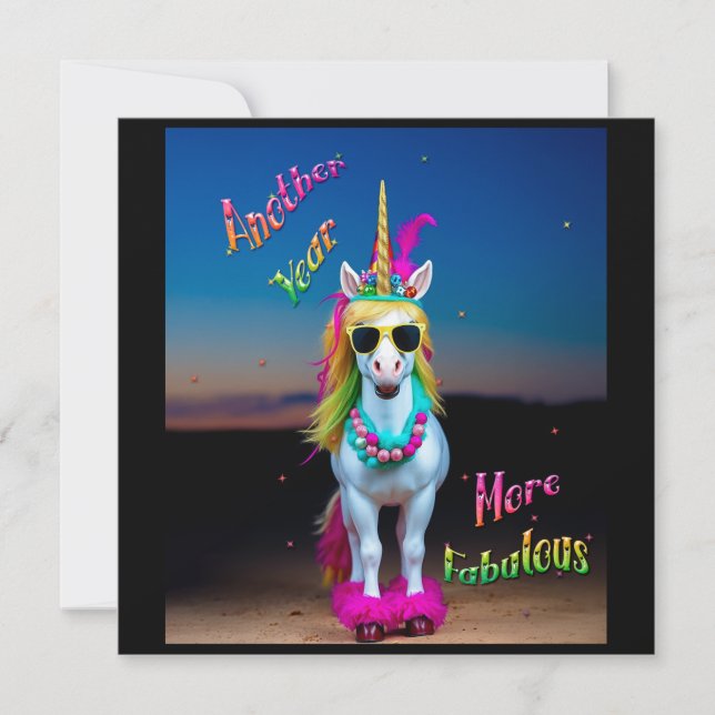 Unicorn Sassy Birthday Card personalize anpassning Julkort (Framsida)