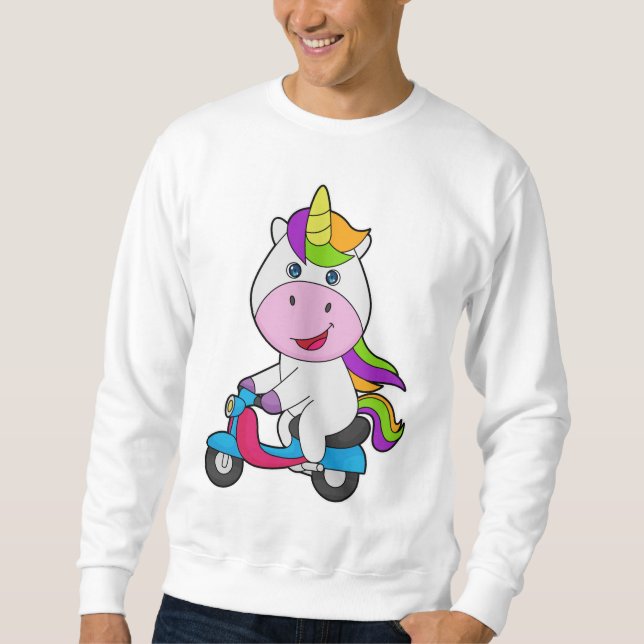 Unicorn Scooter Lång Ärmad Tröja (Framsida)