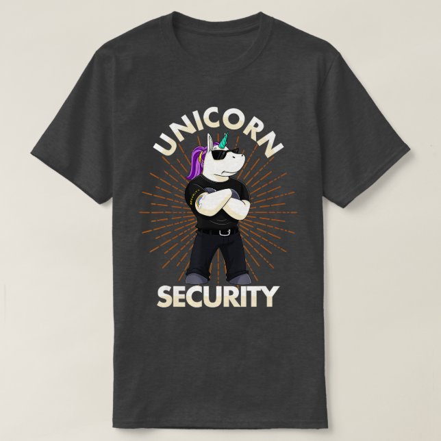 Unicorn Security Birthday Manar Boys Pappa Gift T Shirt (Design framsida)