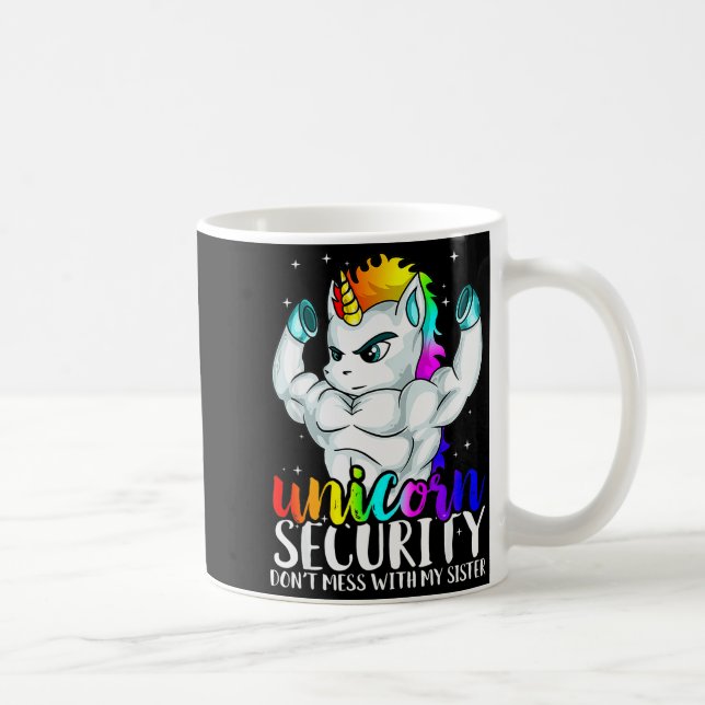 Unicorn Security Dont Mess With My Sister Funny Br Kaffemugg (Höger)