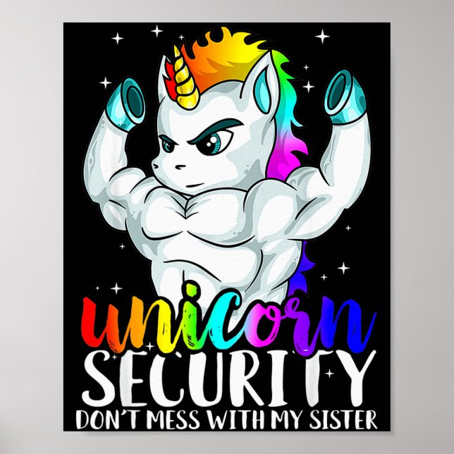 Unicorn Security Dont Mess With My Sister Funny Br Poster (Framsidan)