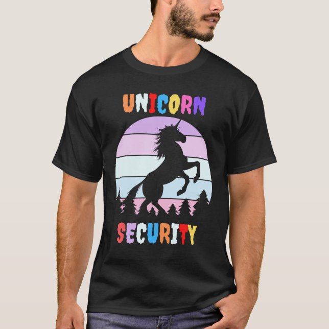 Unicorn Security Halloween Roligt T-Shirt (Framsida)