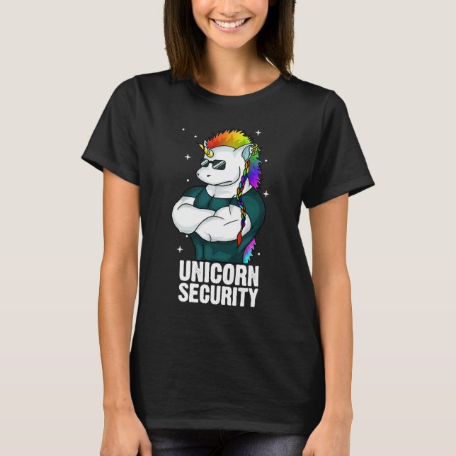 Unicorn Security Manar Boys Dotter Pappa Birthday  T Shirt (Framsida)