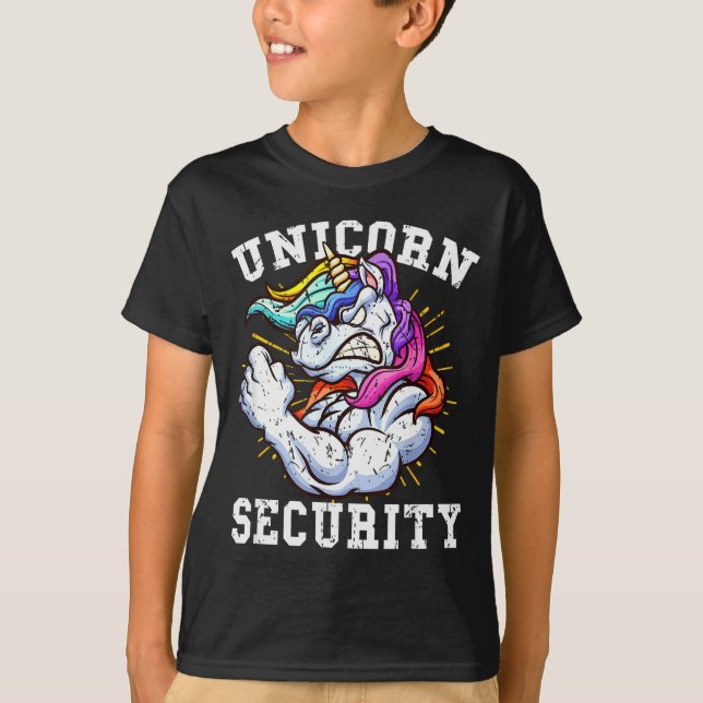 Unicorn Security - Manly Muscular Unicorn Lovers  T Shirt (Framsida)