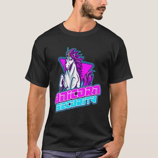Unicorn Security - Rainbow Färg Unicorn Älskare T Shirt (Framsida)