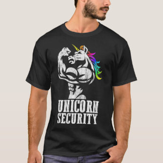 Unicorn Security Rainbow Muscle Manly Funny Gift T Shirt