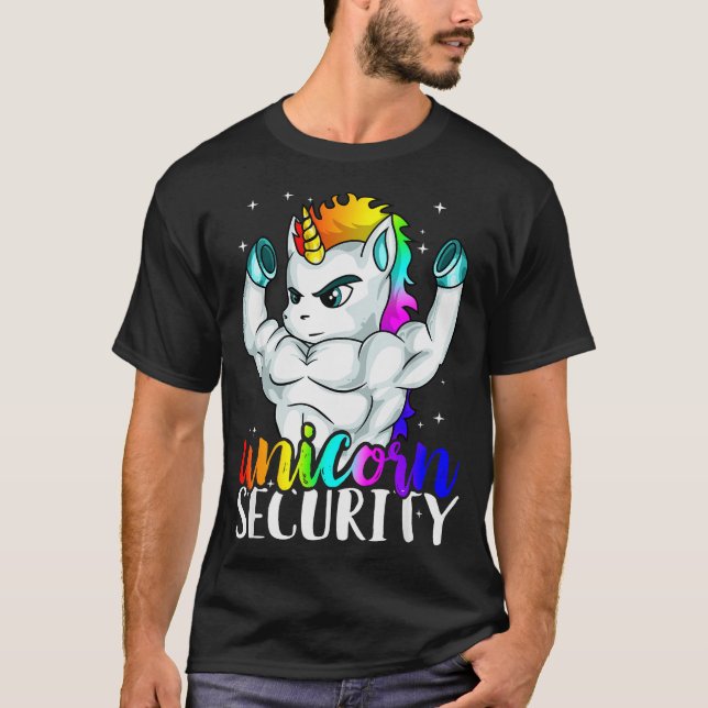 Unicorn Security Squad Muscle Tee Funny Dad Brothe (Framsida)